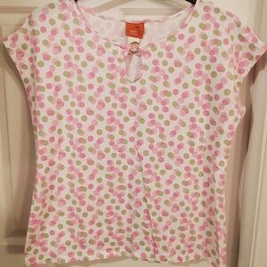 Hearts of Palm Pink and Green Polka Dot Short Sleeve Tee